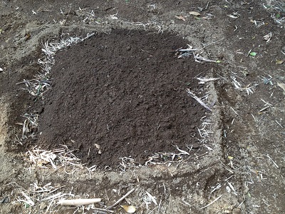 Composting pile materials soil